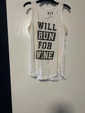 White Graphic Tank "Will Run For Wine"
